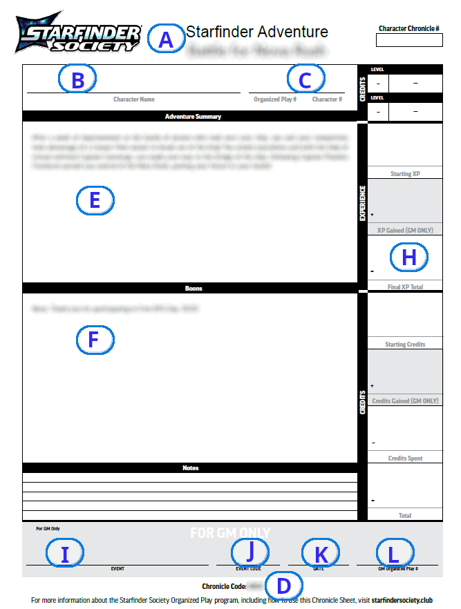 Sample Chronicle for SFS2